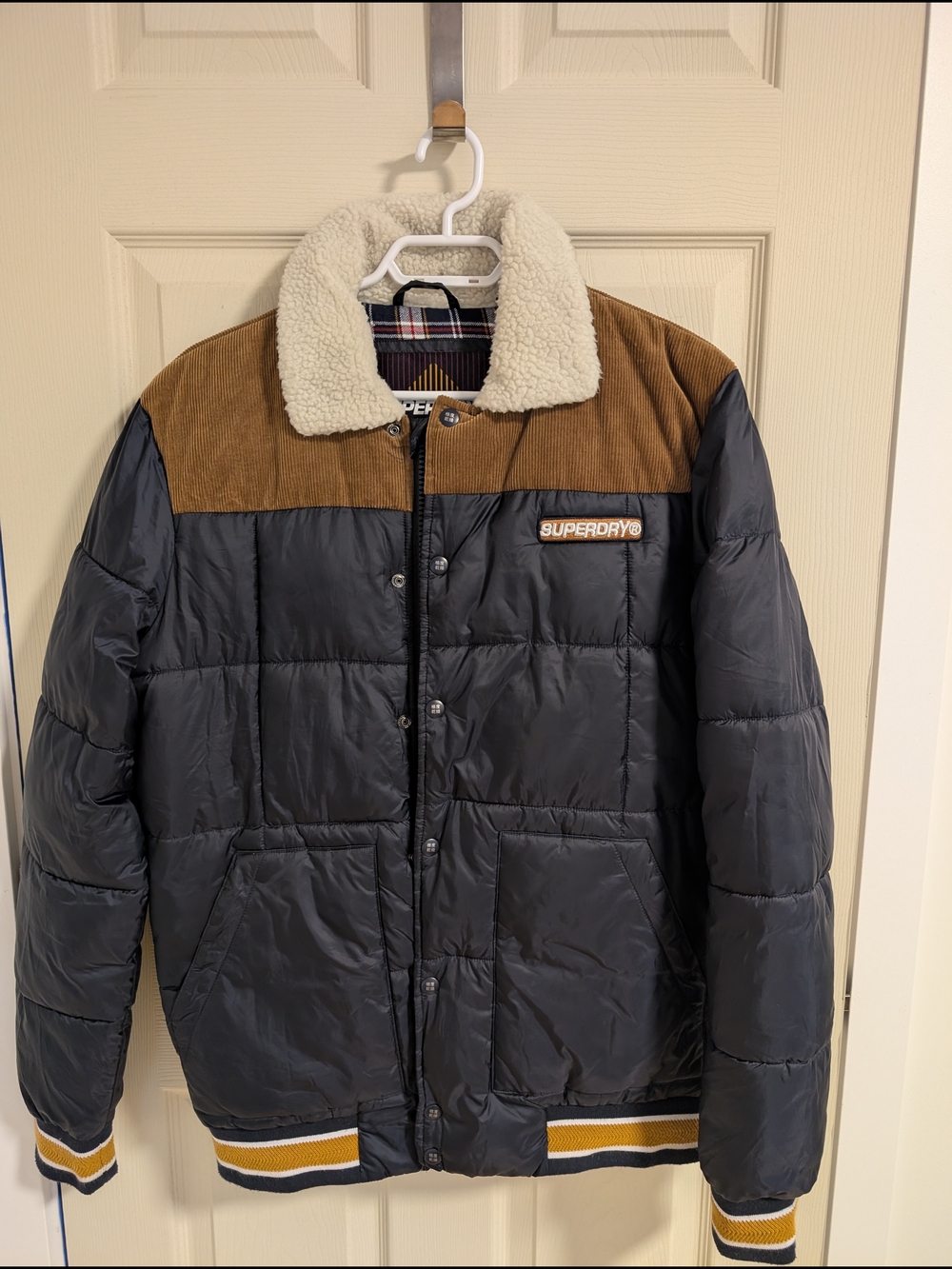 Superdry Men's Black & Brown Sherpa Collar Puffer Jacket